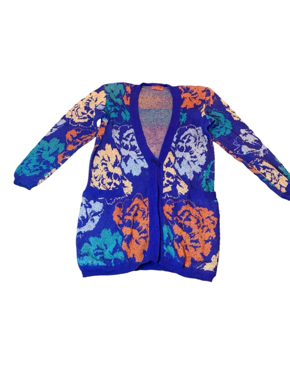 Missoni Vintage Multicolor Floral Jacquard Open-Front Cardigan